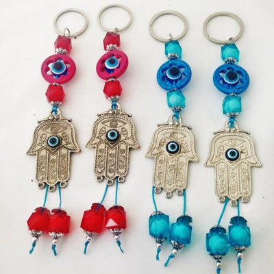 Hamsa greek nazar bead, lucky evil eye keychain