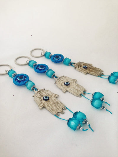 Hamsa greek nazar bead, lucky evil eye keychain
