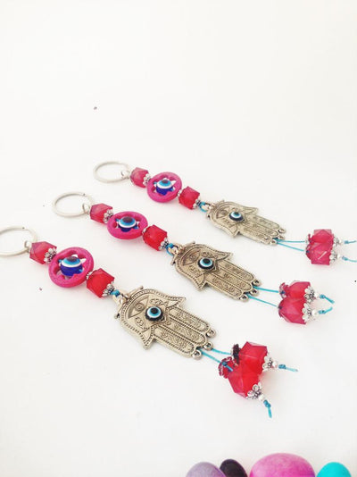 Hamsa greek nazar bead, lucky evil eye keychain