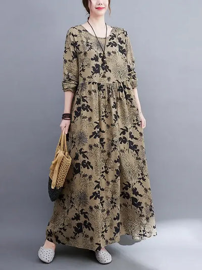 Floral Print Long Sleeve Dresses