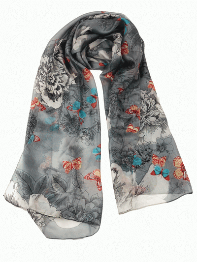 Grey Silk Scarf