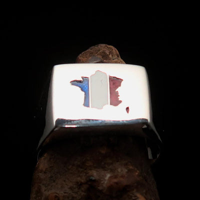 Excellent crafted Men's French Flag Ring France - Sterling Silver