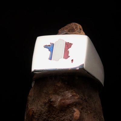 Excellent crafted Men's French Flag Ring France - Sterling Silver
