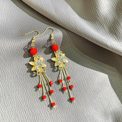 Flower Slinky Drop Beads Earrings