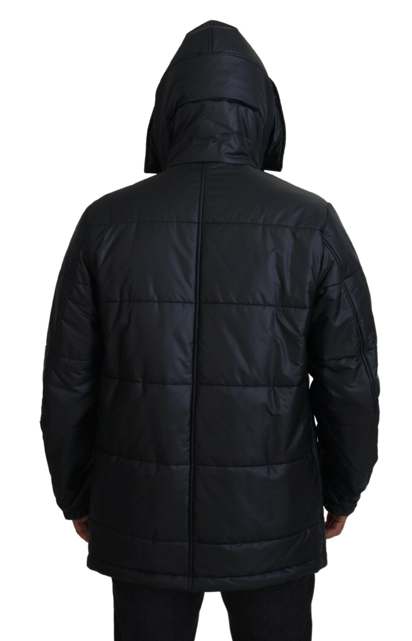 Dolce & Gabbana Black Polyester Hooded Parka Coat Winter Jacket