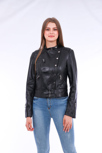 Rovigo Leather Biker Jacket - Black