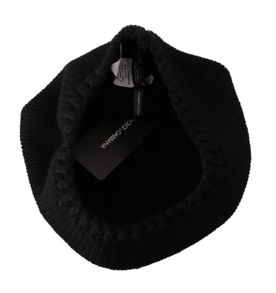 Dolce & Gabbana Black Virgin Wool Knitted Women Winter Beanie Hat