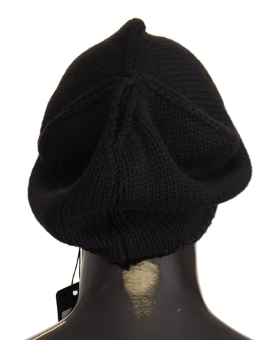 Dolce & Gabbana Black Virgin Wool Knitted Women Winter Beanie Hat