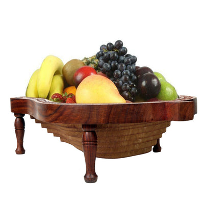 Handmade Collapsible Foldable Wooden Fruit Basket Serving Bowl