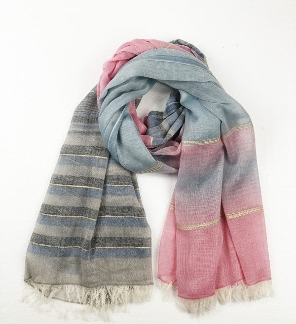 Pink and Blue Light Cotton Scarf