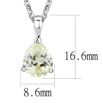 LO311 - Rhodium Brass Chain Pendant with AAA Grade CZ  in Citrine