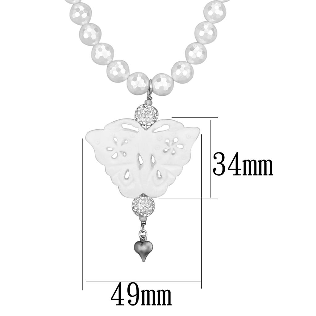 LO3821 - Antique Silver White Metal Necklace with Synthetic Glass Bead