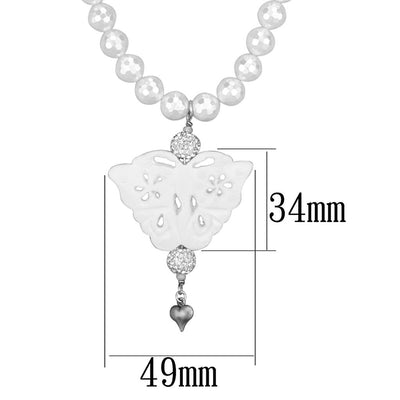 LO3821 - Antique Silver White Metal Necklace with Synthetic Glass Bead