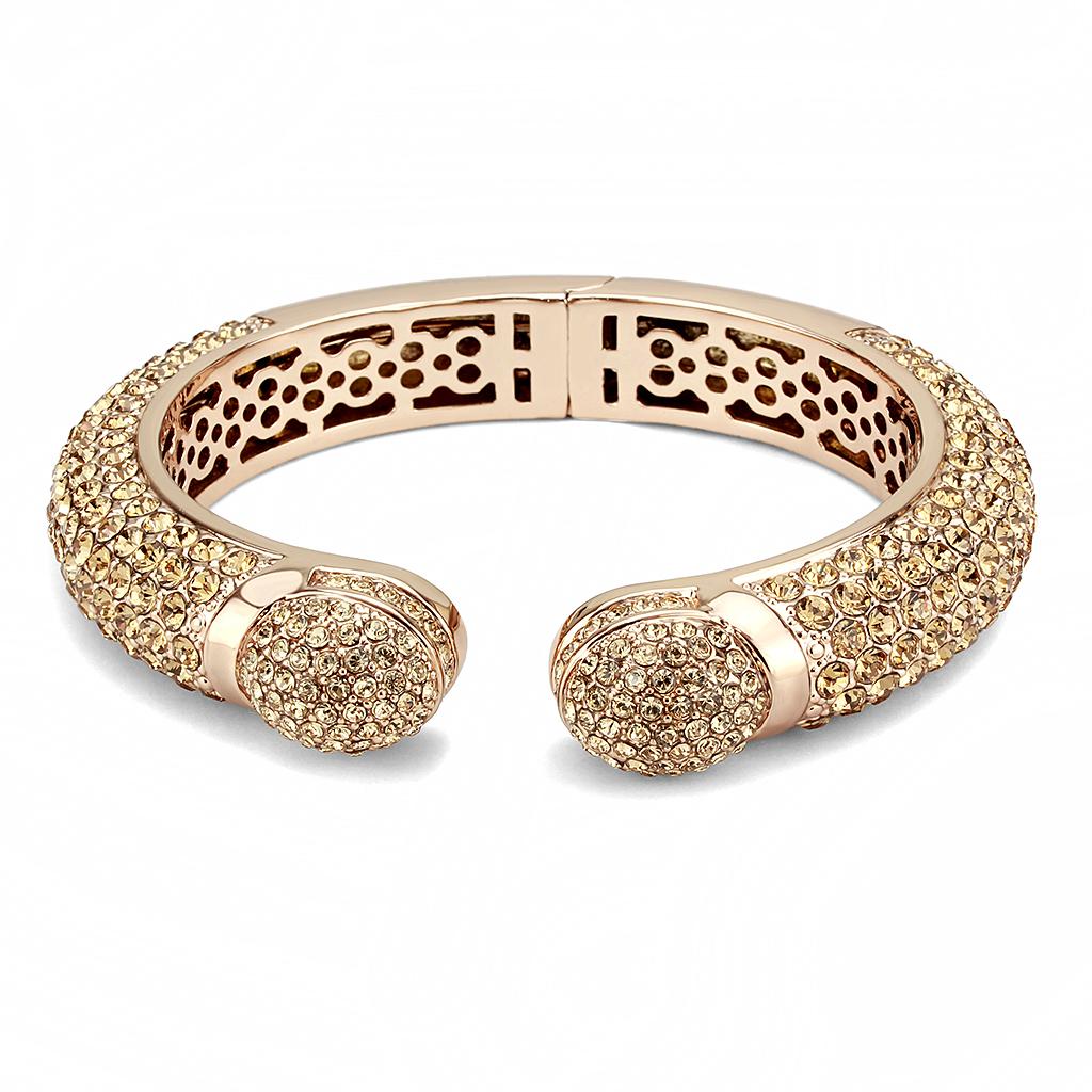 LO4313 - Flash Rose Gold Brass Bangle with Top Grade Crystal  in