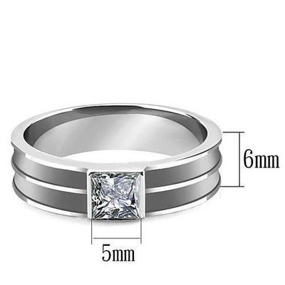 LOA1341 - High polished (no plating) Stainless Steel Ring with Top