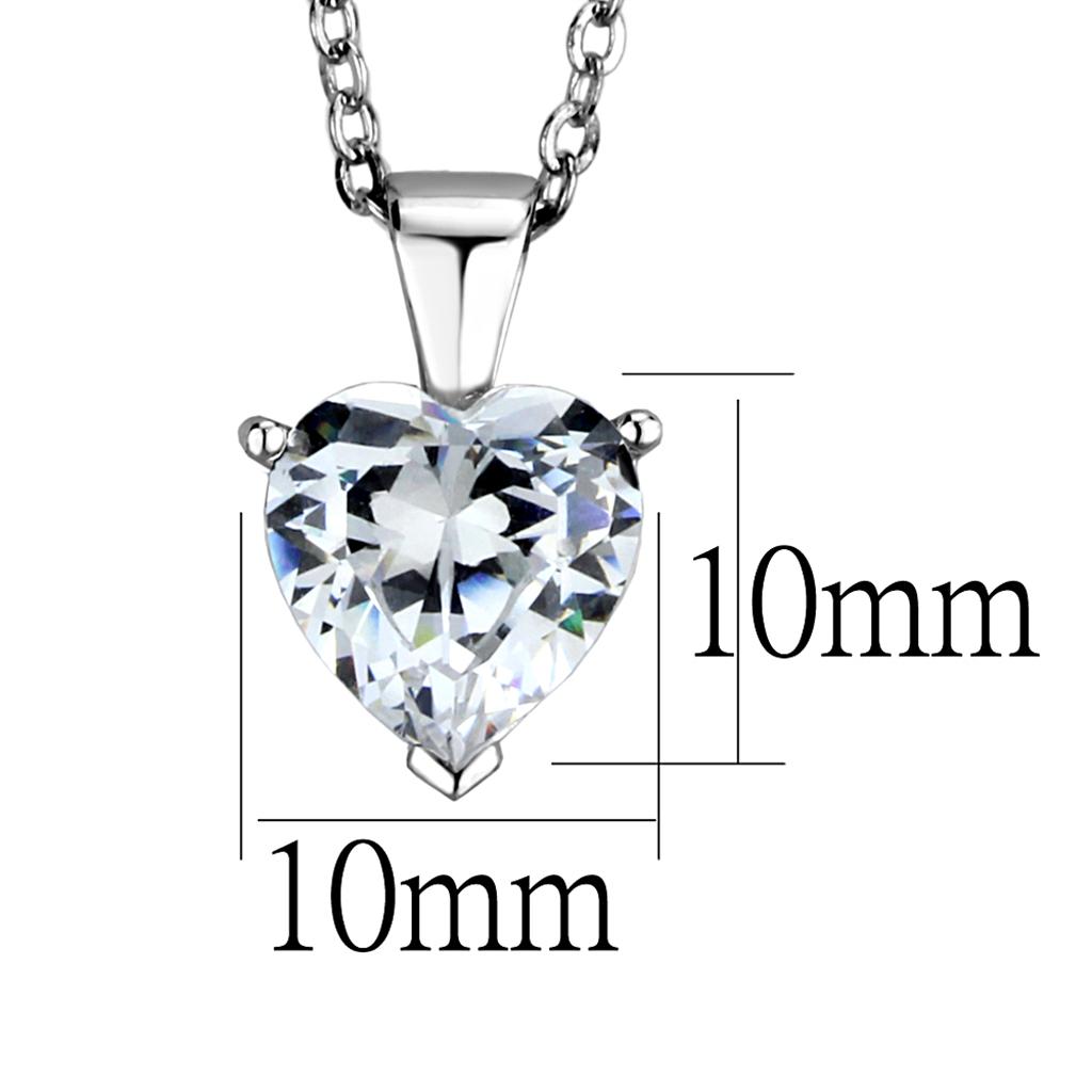 LOS889 - Rhodium 925 Sterling Silver Chain Pendant with AAA Grade CZ