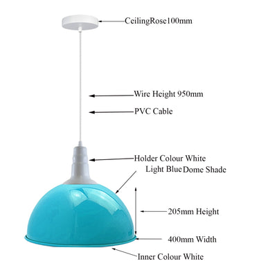 3 Pack Lampshade Vintage Industrial Metal Blue Ceiling Pendant Lights