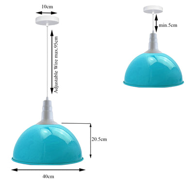 3 Pack Lampshade Vintage Industrial Metal Blue Ceiling Pendant Lights