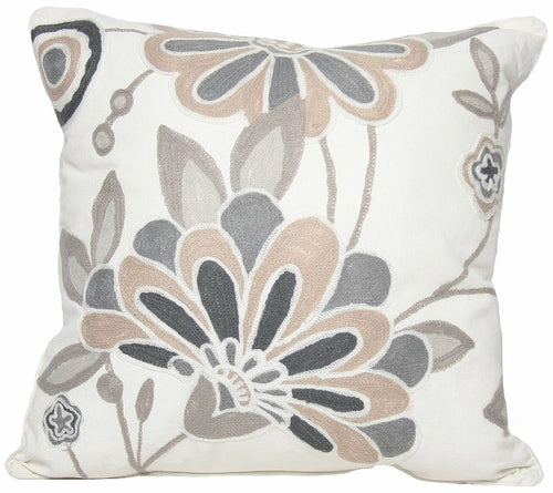 ML12019 Crewel embroidered Flora Pillow 18"x18"