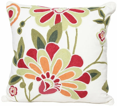 ML12019 Crewel embroidered Flora Pillow 18"x18"