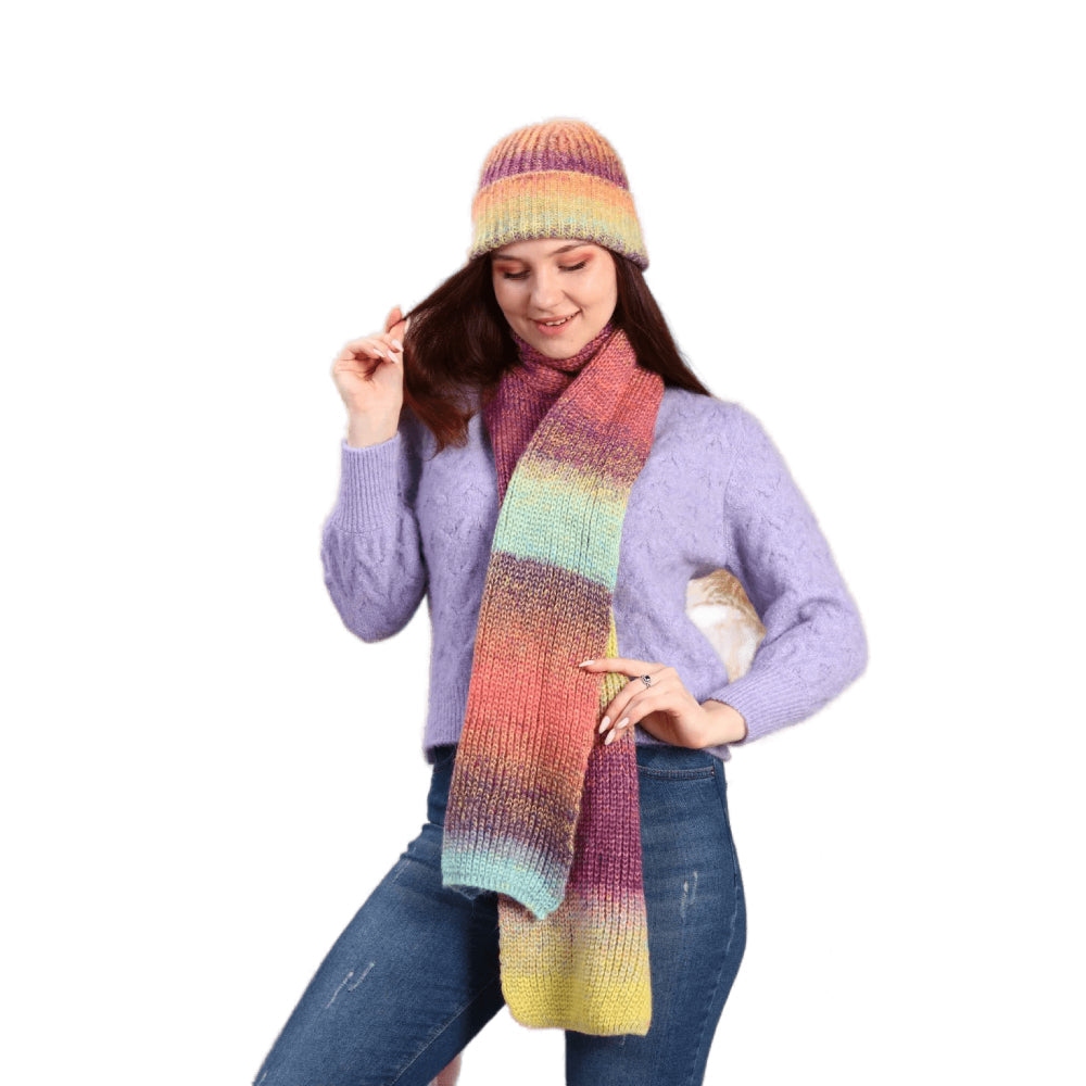 Knitted Beanie and Scarf Set - Women's Cozy Hat Scarf - Trending