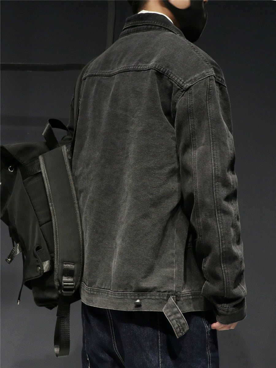 Smoky Gray Spring and Autumn Coat Denim Jacket