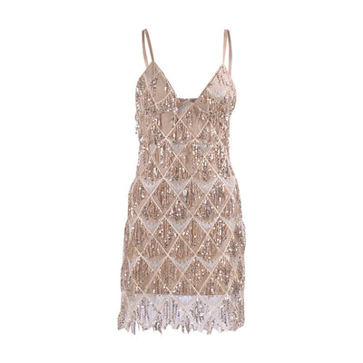 Sexy V-Neck Sequin Fringe Dress Selling points: