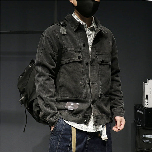 Smoky Gray Spring and Autumn Coat Denim Jacket