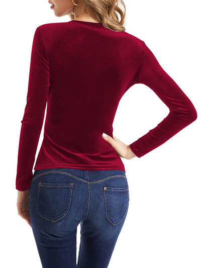 Elegant Long-Sleeved French-style V-neck Top