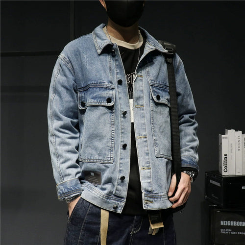 Smoky Gray Spring and Autumn Coat Denim Jacket