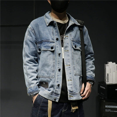 Smoky Gray Spring and Autumn Coat Denim Jacket