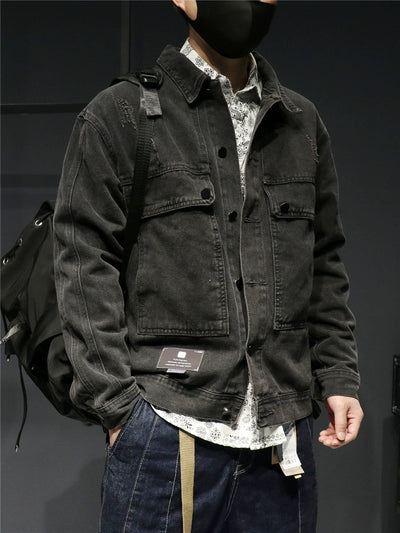 Smoky Gray Spring and Autumn Coat Denim Jacket