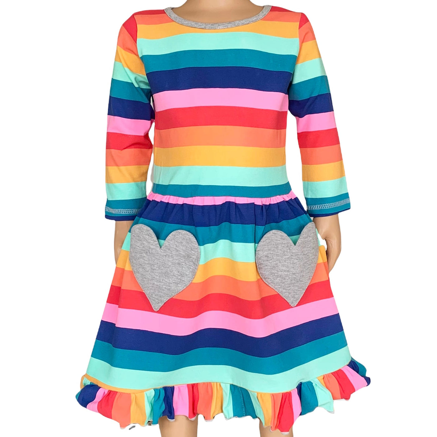 AnnLoren Baby Big Girls Boutique Fall Rainbow Hearts Cotton Winter