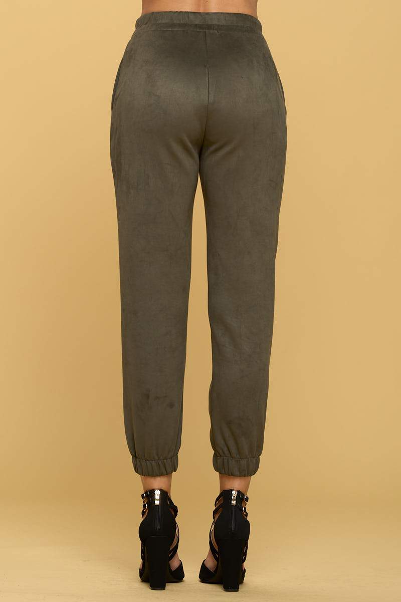 Suede Jogger Pants with Pockets