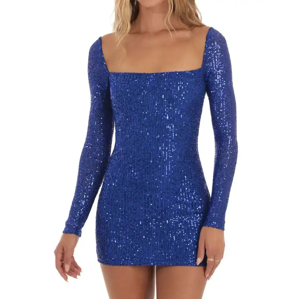 Sequin Long Sleeve Mini Dress