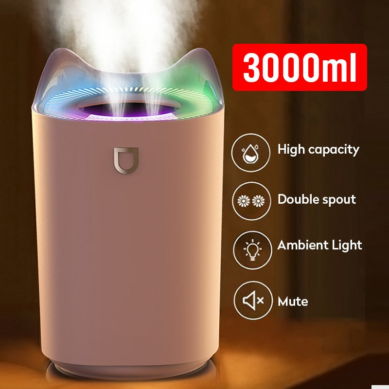 Humidifier Home 3L Air Ultrasonic Essential Oil Aroma Diffuser Double