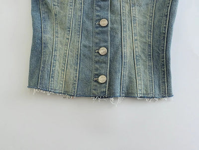 Strapless Denim Top for Women's Streetwear