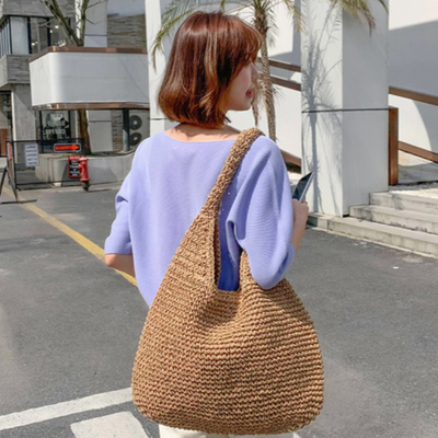 Summer Shoulder Straw Tote