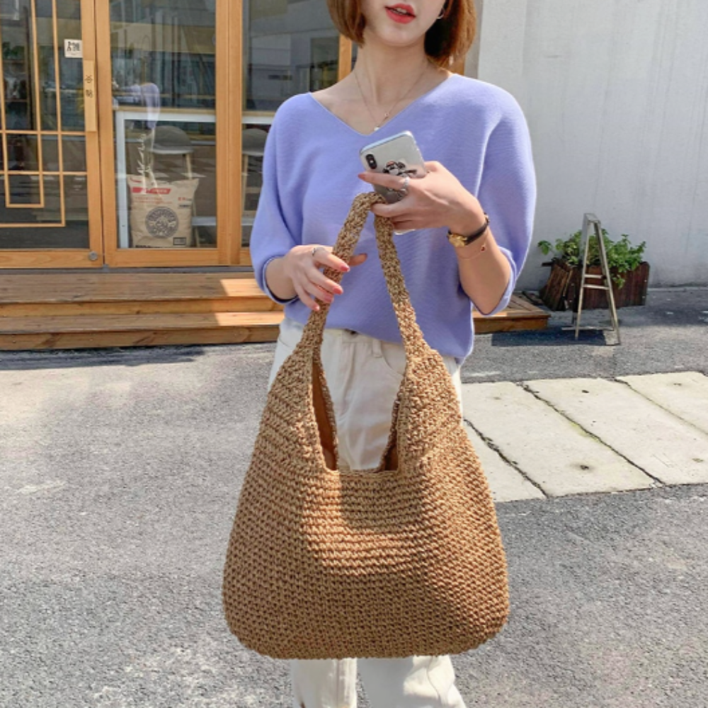 Summer Shoulder Straw Tote