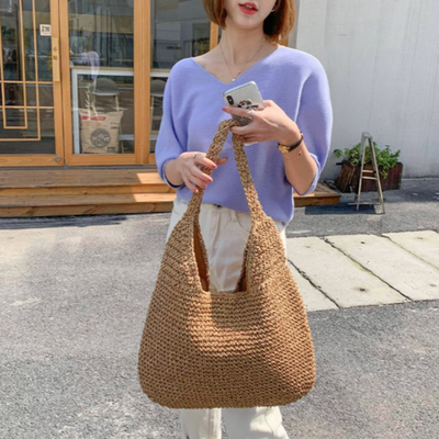 Summer Shoulder Straw Tote