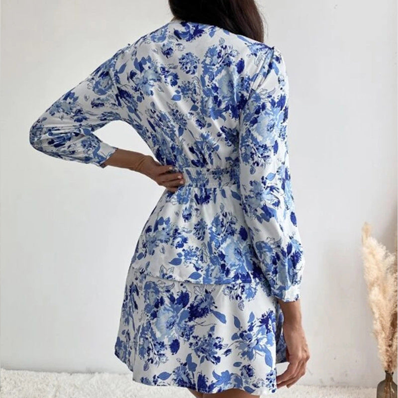 Floral Printed Pleated A-Line Dress