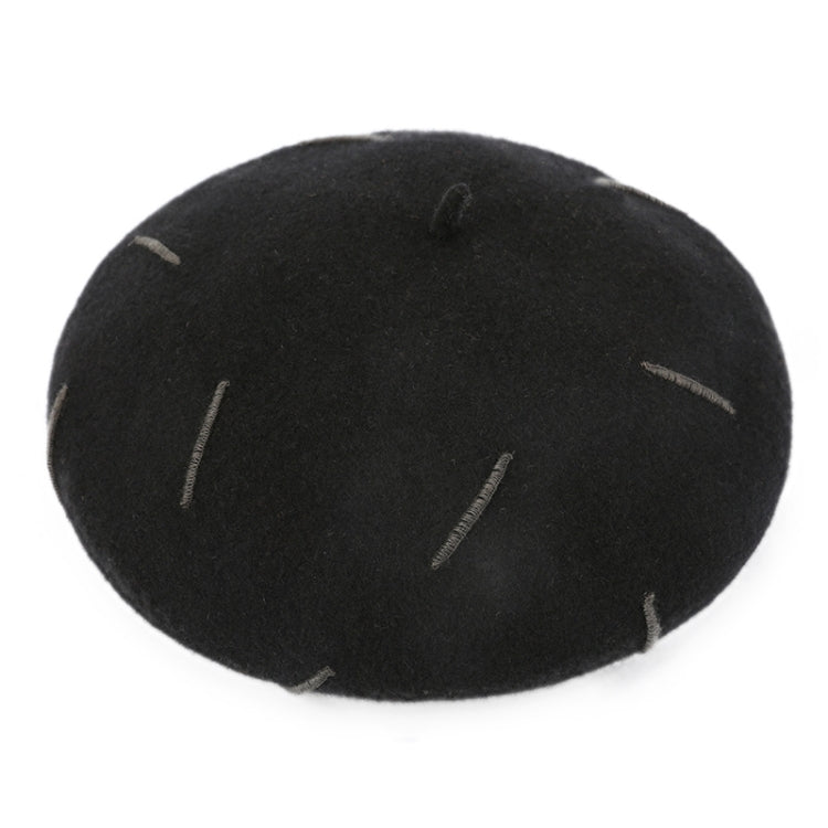 Autumn Winter Embroidered Warm Wool Hat Outdoor Leisure Ladies Beret,