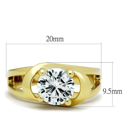 TK066G - IP Gold(Ion Plating) Stainless Steel Ring with AAA Grade CZ