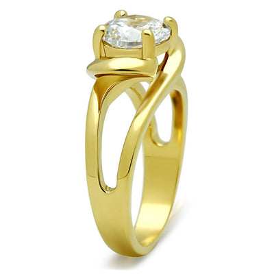 TK066G - IP Gold(Ion Plating) Stainless Steel Ring with AAA Grade CZ