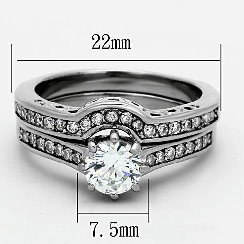 TK1330 - High polished (no plating) Stainless Steel Ring with AAA