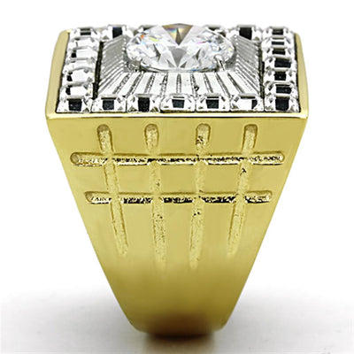 TK1359 - Two-Tone IP Gold (Ion Plating) Stainless Steel Ring with AAA