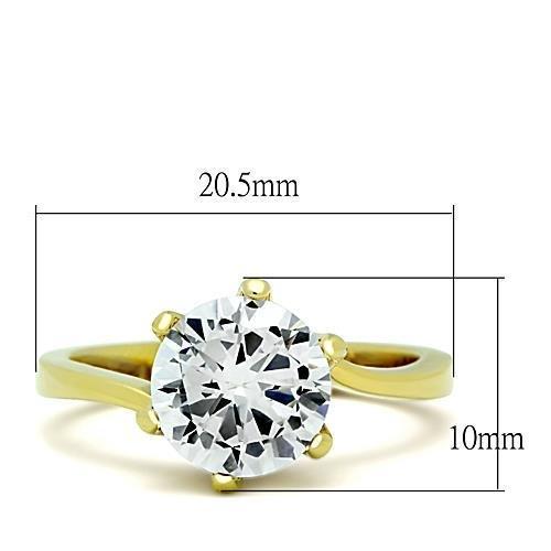 TK1406 - IP Gold(Ion Plating) Stainless Steel Ring with AAA Grade CZ