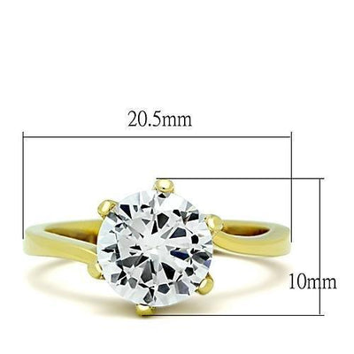 TK1406 - IP Gold(Ion Plating) Stainless Steel Ring with AAA Grade CZ