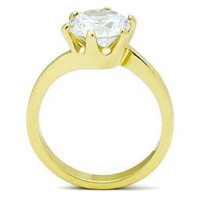 TK1406 - IP Gold(Ion Plating) Stainless Steel Ring with AAA Grade CZ