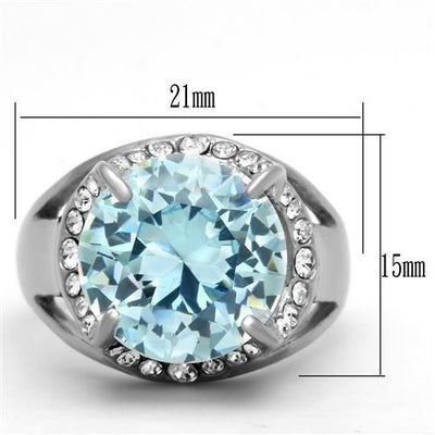 TK1423 - High polished (no plating) Stainless Steel Ring with AAA